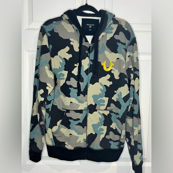 True Religion Men's multicolored camo hoodie - Size Large - Picture 1 of 12